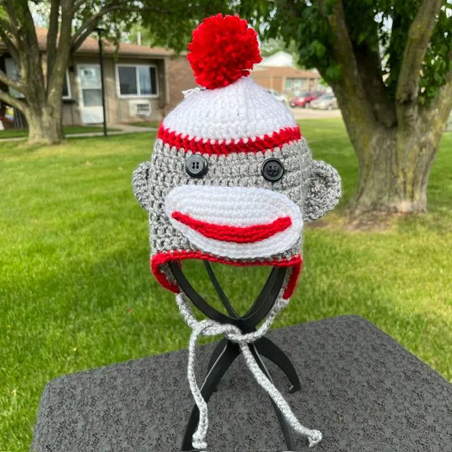 Crocheted Sock Monkey Hat