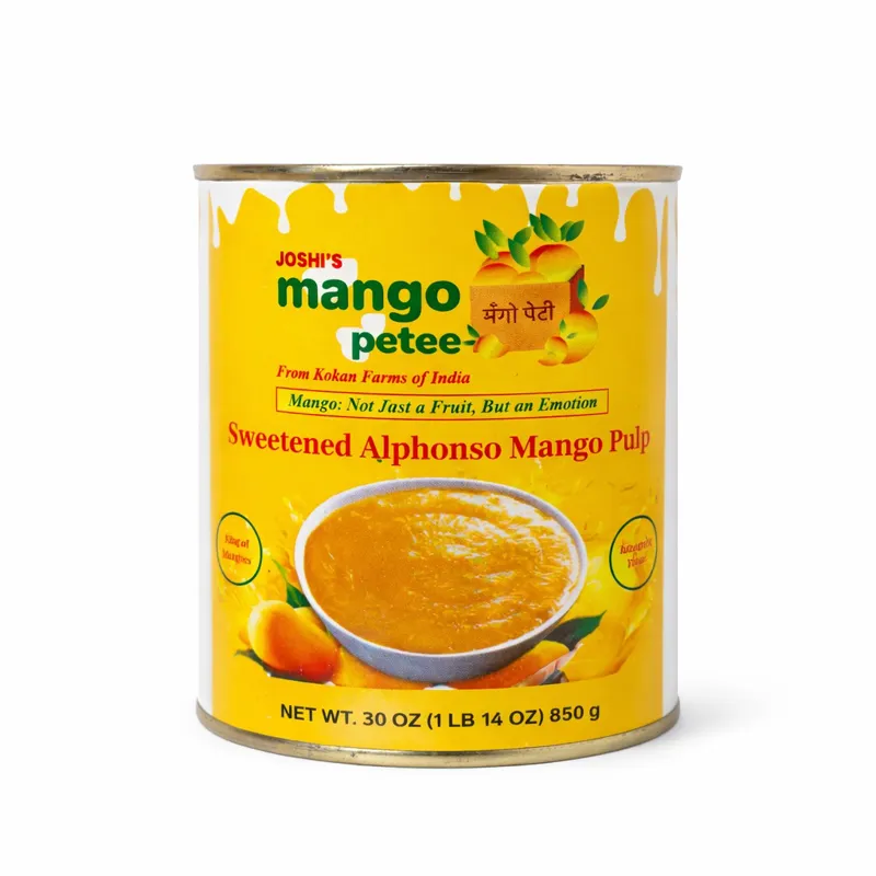 In Stock-Mangopetee Indian Alphonso Mango Pulp (Ratnagiri) - Sweetened