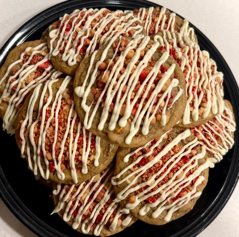 White Chocolate Strawberry Crunch Cookies Half Dozen