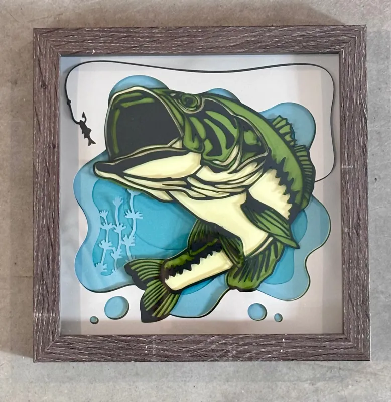 Bass fishing shadow box